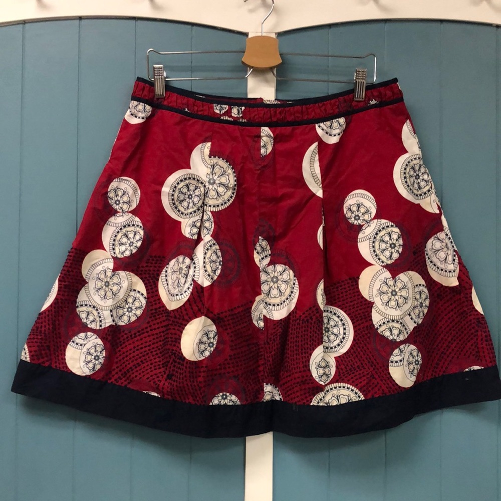 Talbots petites RED WHITE AND BLUE Floral Fit And Flare Skirt 14